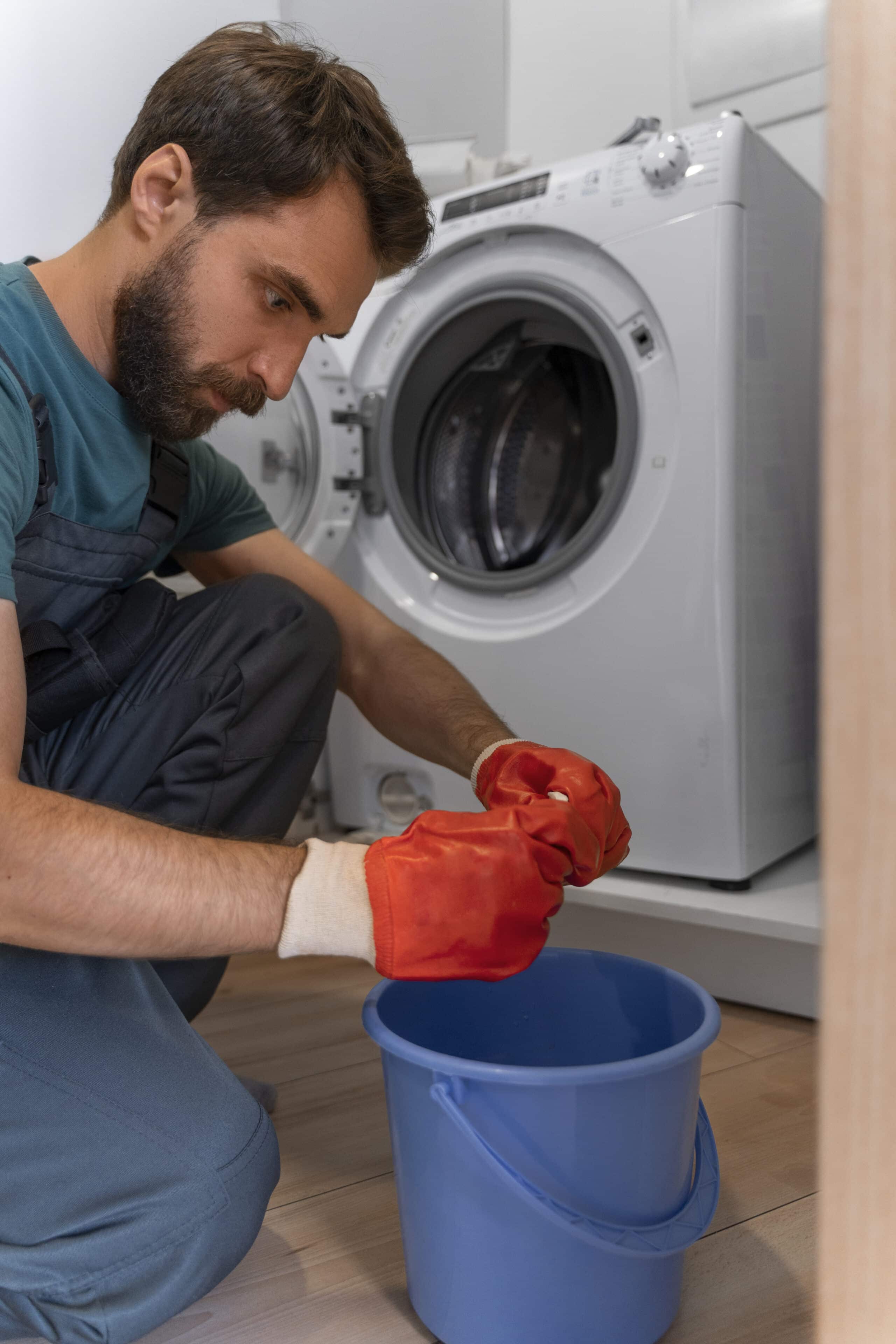 side view man working as plumber